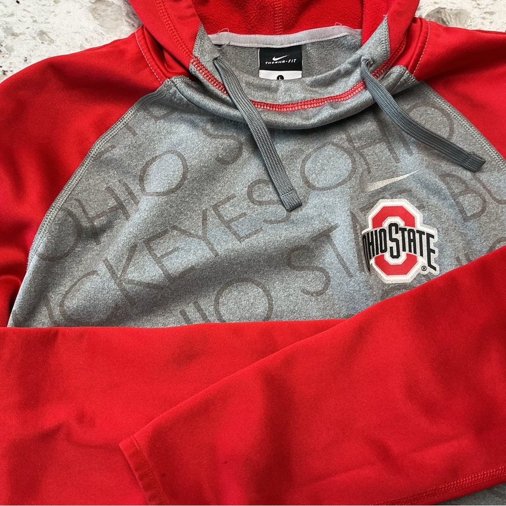 NIKE WOMEN'S OHIO STATE BUCKEYES HOODIE SWEATSHIRT SHIRT SIZE LG RED. LOOK.